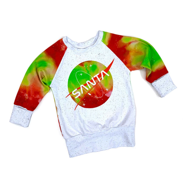 Santa in Space Long Sleeve Grow-With-Me Raglan