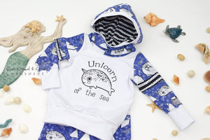 Unicorn Of The Sea Color-Blocked Slouchy Scuba Hoodie - Rts Ready To Ship