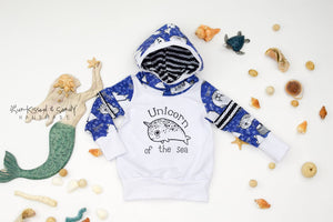 Unicorn Of The Sea Color-Blocked Slouchy Scuba Hoodie - Rts Ready To Ship
