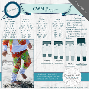 Grow-With-Me Joggers Styles & Size Charts