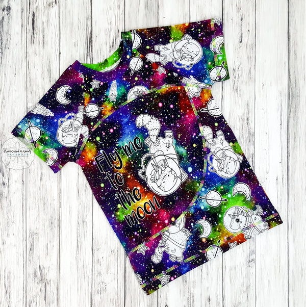 Space Unicorn Fly Me To The Moon Panel Raglan Reserved Listing