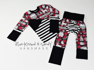 2T/3T Wilderness Color Blocked Long Sleeve Tee And 6M-3Y Grow With Me Loon Pants Ready To Ship