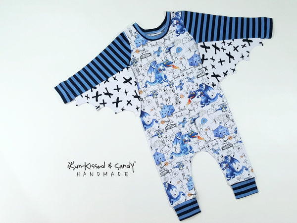 Harem romper coverall w/ dragon wings