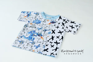 12-24M Doodle Dragon Color Blocked Tee And 6M-3Y Grow With Me Loon Pants - Rts Ready To Ship