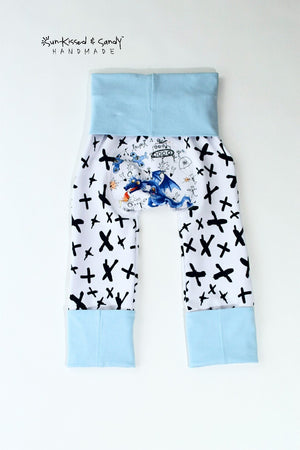 12-24M Doodle Dragon Color Blocked Tee And 6M-3Y Grow With Me Loon Pants - Rts Ready To Ship
