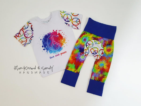 3T Peace & Love Tee And 6M-3Y Grow With Me Loon Pants Ready To Ship