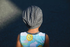 Grey Print Ribbed Knit Grow With Me Slouchie Beanie